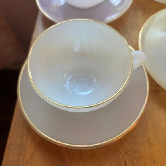 Vintage 60s Arcopal Harlequin Espresso Cups, Opaline Pastel, French Midcentury - Picture 14 of 16
